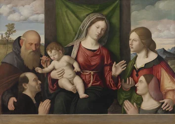 Jungfru och barn med heliga och donatorer, ca 1515 (olja på trä)