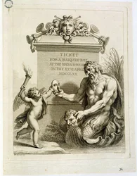 Biljett till en maskeradbal på operahuset den 26 april, graverad av Francesco Bartolozzi (1727-1815), 1770