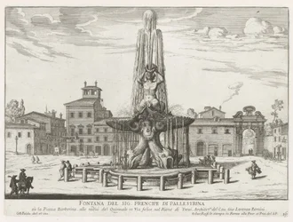 Tritonfontänen på Piazza Barberini i Rom Fontän av Mr. Prince of Pallestrina (titel på objekt) Fontäner i Rom (serietitel) Fonteinen van Rome (serietitel)