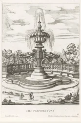 Fontän i trädgårdarna i Villa Doria Pamphilj i Rom Lilii Pamphylii fons (titel på objekt) Le fontane ne palazzi e ne giardini di Roma (serietitel) Fontäner i Roms palats och trädgårdar (serietitel)