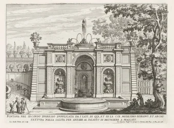 Fontein in de tuinen van de Villa Aldobrandini te Frascati Fontän i andra ingången fördubblad från sidorna (...) (titel på objekt) Fontänerna i Frascati-villorna (serietitel) Fonteinen van Frascati (serietitel)