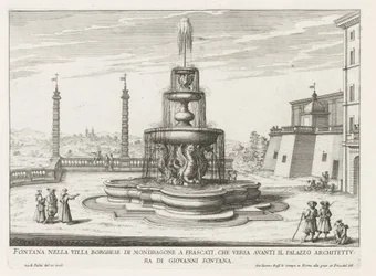 Fontein in de tuinen van de Villa Mondragone te Frascati Fontän i Villa Borghese di Mondragone i Frascati (...) (titel på objekt) Fontänerna i Frascati-villorna (serietitel) Fonteinen van Frascati (serietitel)