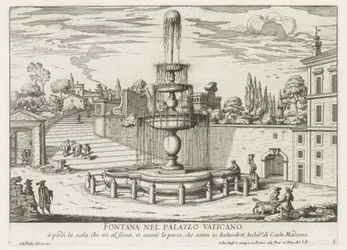 Fontän i Vatikanen Fontana nel Palazzo Vaticano (titel på objekt) Fontane di Roma (serietitel) Fontäner i Rom (serietitel)