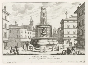Fontein på Piazza Giudia te Rom Fontän på Piazza Giudea (titel på objekt) Fontäner i Rom (serietitel) Fonteinen van Rome (serietitel)