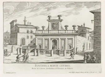 Fontein på Piazza Montecitorio te Rom Fontana a Monte Citorio (titel på objekt) Fontane di Roma (serietitel) Fonteinen van Rome (serietitel)