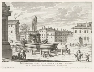 Fontein op Piazza di Santa Maria Maggiore i Rom Fontän på torget i basilikan S. Maria Maggiore (titel på objektet) Fontäner i Rom (serietitel) Fonteinen van Rome (serietitel)
