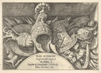 Plåt 5: troféer av romerska vapen från dekorationer ovanför fönstren på andra våningen av ..., 1658.
