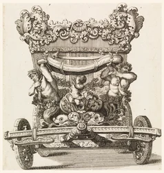 Framifrån av den första vagnen (1686 av Lord Castlemaine av Andrea Cornelly efter Ciro Ferri, 1687-1700