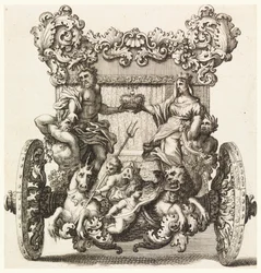 Bakifrån av Lord Catelmaines första vagn Byggd 1686 av Andrea Cornely efter Ciro Ferri (1634-1689)