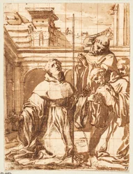 En scen från St Nicholas of Tolentinos liv