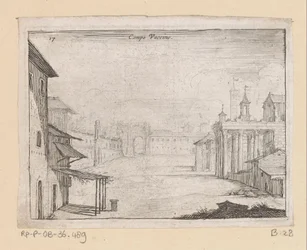 Utsikt över Forum Romanum i Rom Campo Vaccino (titel på objekt) Utsikt över Rom (serietitel) Alcune vedute et prospettive di luoghi dishabitati di Roma (serietitel)
