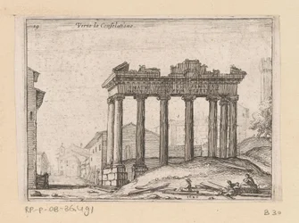Rester av Saturnustemplet i Forum Romanum i Rom Verto la Consolatione (titel på objekt) Utsikt över Rom (serietitel) Alcune vedute et prospettive di luoghi dishabitati di Roma (serietitel)