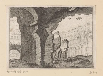 Rester av Colosseum i Rom Listesso (titel på objekt) Utsikt över Rom (serietitel) Alcune vedute et prospettive di luoghi dishabitati di Roma (serietitel)