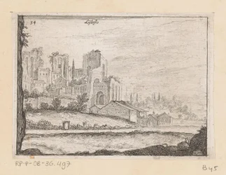 Ruïnes av Palazzo Maggiore te Rom Listesso (titel på objekt) Gezichten op Rome (serietitel) Några vyer och perspektiv på obebodda platser i Rom (serietitel)