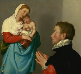 En gentleman i tillbedjan inför madonnan, ca 1560 (olja på duk)