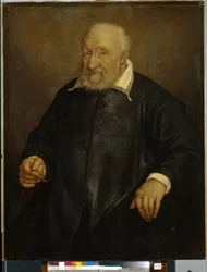 Porträtt av Christoforo Novati (?) (Porträtt av C. Novati). Målning av Giovan Battista Moroni (1520 eller 1525-1578), olja på duk. Italiensk konst (Bergamo)