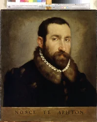 Porträtt av en man. Porträtt av en man. Målning av Giovan Battista Moroni (1520/25-1578), cirka 1560. Italiensk konst, renässans. Olja på duk. Eremitagemuseet, Sankt Petersburg