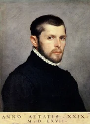 Porträtt av ung man, av Giovanni Battista Moroni (ca 1525-1578), olja på duk, 44,4x56,9 cm