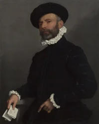 Porträtt av en man som håller ett brev LAvvocato, ca. 1570