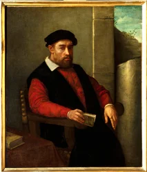 Förmodat porträtt av Francois Rabelais (1494-1553), fransk författare och läkare. Målning av Giovanni Battista Moroni (1525-1578)