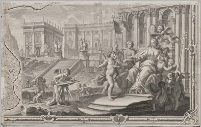 Ny karta över Rom som presenterades av Giambattista Nolli under året MDCCXLVII, känd som La Pianta Grande di Roma