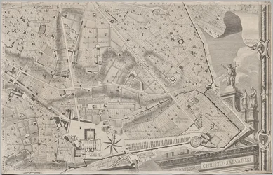 Ny karta över Rom som presenterades av Giambattista Nolli under året MDCCXLVII, känd som La Pianta Grande di Roma