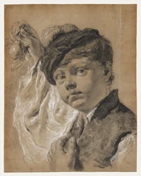 En pojke som håller ett päron (Giacomo Piazzetta?)