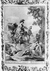 Erminia kommer över sårade Tancredi, Canto XIX, Jerusalem levereras
