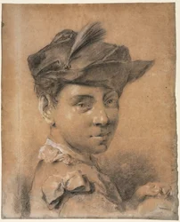 Chef för en ung man med hatt, före 1735.