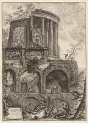 En annan utsikt över Sibylltemplet i Tivoli, från Vedute di Roma (Utsikt över Rom)