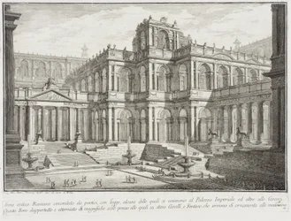 Forntida forum omgivet av porticoes, c.1743