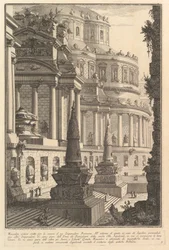 Forntida mausoleum uppfört för askan av en romersk kejsare Mausoleum antico eretto per..., ca. 1750.