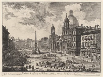 Vy över Piazza Navona med ruinerna av Domitianus stadion (ur: Vedute di Roma)