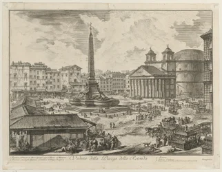 Utsikt över Piazza della Rotonda med Pantheon och obelisken