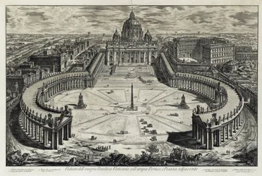 Vy över torget och Peterskyrkan i Vatikanen (ur: Vedute di Roma)