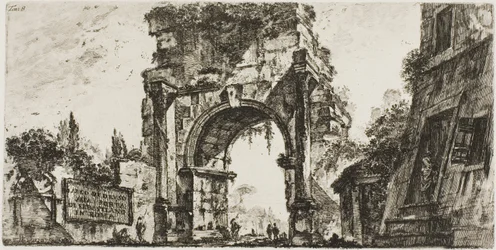 Drusus båge vid Porta S. Sebastiano i Rom, skylt 8 från Some Views of Triumphal Arches and other monuments