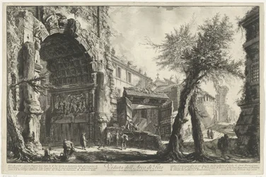 Boog van Titus i Rom Utsikt över Titusbågen (titel på objekt) Gezichten op Rome (serietitel) Utsikt över Rom designad och graverad av Giambattista Piranesi-arkitekten Ve (nez) iano (serietitel)