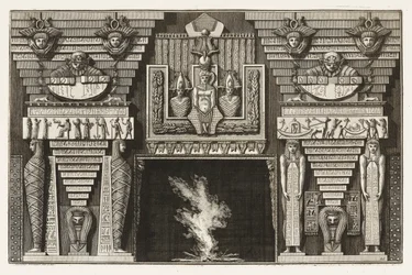 Bundet tryck, etruskisk chimneypiece, från Diverse Maniere d