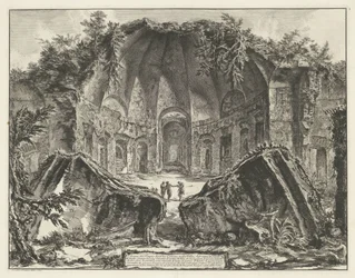 Canopus i Villa Adriana te Tivoli Rester av den himmelska gudens tempel i Hadrianus villa i Tivoli (titel på objektet) Gezichten op Rome (serietitel) Utsikter över Rom tecknade och graverade av Giambattista Piranesi-arkitekten Ve(nez)iano (serietitel)