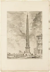 egyptisk obelisk. Denna restes av påven Sixtus V på Piazza av St. John Lateran, från utsikt över Rom
