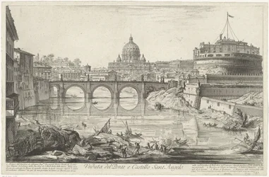 Engelenbrug en Engelenburcht te Rom Utsikt över Ponte och Castello Sant
