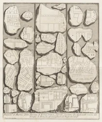 Fragment av marmor från det antika Roms plan