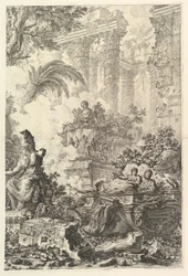 Frontispice, med staty av Minerva, ca. 1748.