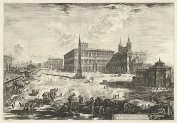 Gezicht op het Lateraan te Rome met de Sint-Jan van Lateranen Utsikt över Piazza och basilikan S. Giovanni in Laterano (titel på objektet) Gezichten op Rome (serietitel) Utsikt över Rom designad och graverad av Giambattista Piranesi-arkitekten Ve (nez) ian