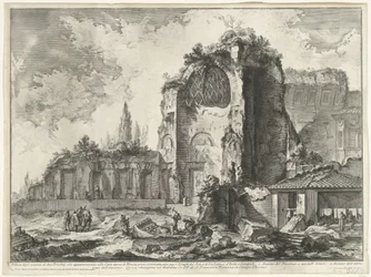 Gezichten op Rome, de Campagna, etc. (122 blad) Vy över resterna av två Tricliniums som tillhörde Nerons gyllene hus (...) (titel på objektet) Gezichten op Rome (serietitel) Utsikt över Rom designad och graverad av Giambattista Piranesi archite