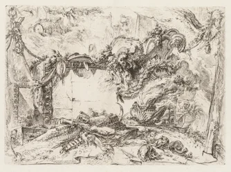 Groteschi: Ruiner med dödskallar och en rökande vas, ca. 1745-50.