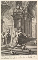 Grupp av kolonner som stödjer två valv av en stor innergård. . . Gruppo di Colonn..., ca. 1750.