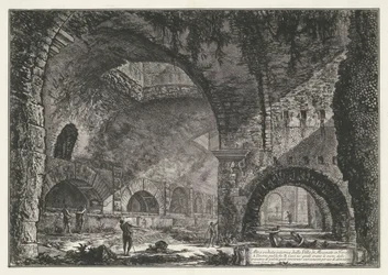 Interieur van de Tempel van Hercules Victor t och Tivoli En annan intern vy av Villa di Mecenate i Tivoli (titel på objekt) Gezichten op Rome (serietitel) Utsikt över Rom designad och graverad av Giambattista Piranesi-arkitekten Ve (nez) iano (serie ti