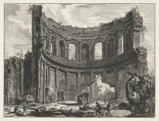 Kleine paleis i Hadrianus villa i Tivoli Rester av templet som kallas Appollo i Hadrianus villa nära Tivoli (titel på objektet) Gezichten op Rome (serietitel) Utsikter över Rom tecknade och graverade av Giambattista Piranesi-arkitekten Ve(nez)iano (serien
