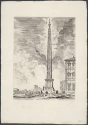 Lateranska Obelisken i Rom Egyptisk Obelisk (titel på objekt) Gezichten op Rome (serietitel) Utsikt över Rom designad och graverad av Giambattista Piranesi-arkitekten Ve (nez) iano (serietitel)